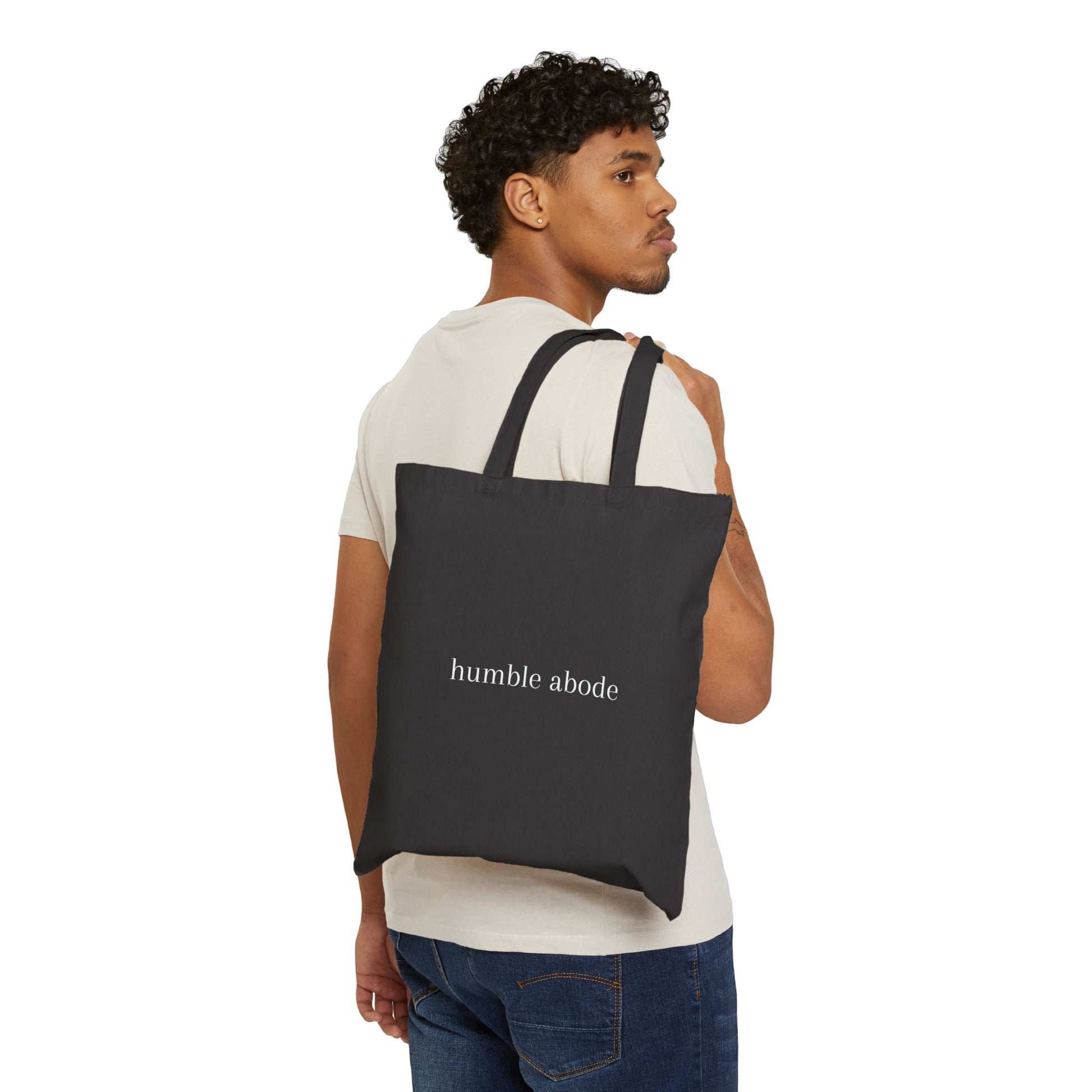 Black Tote Bag w/ White Understated Logo - Humble Abode
