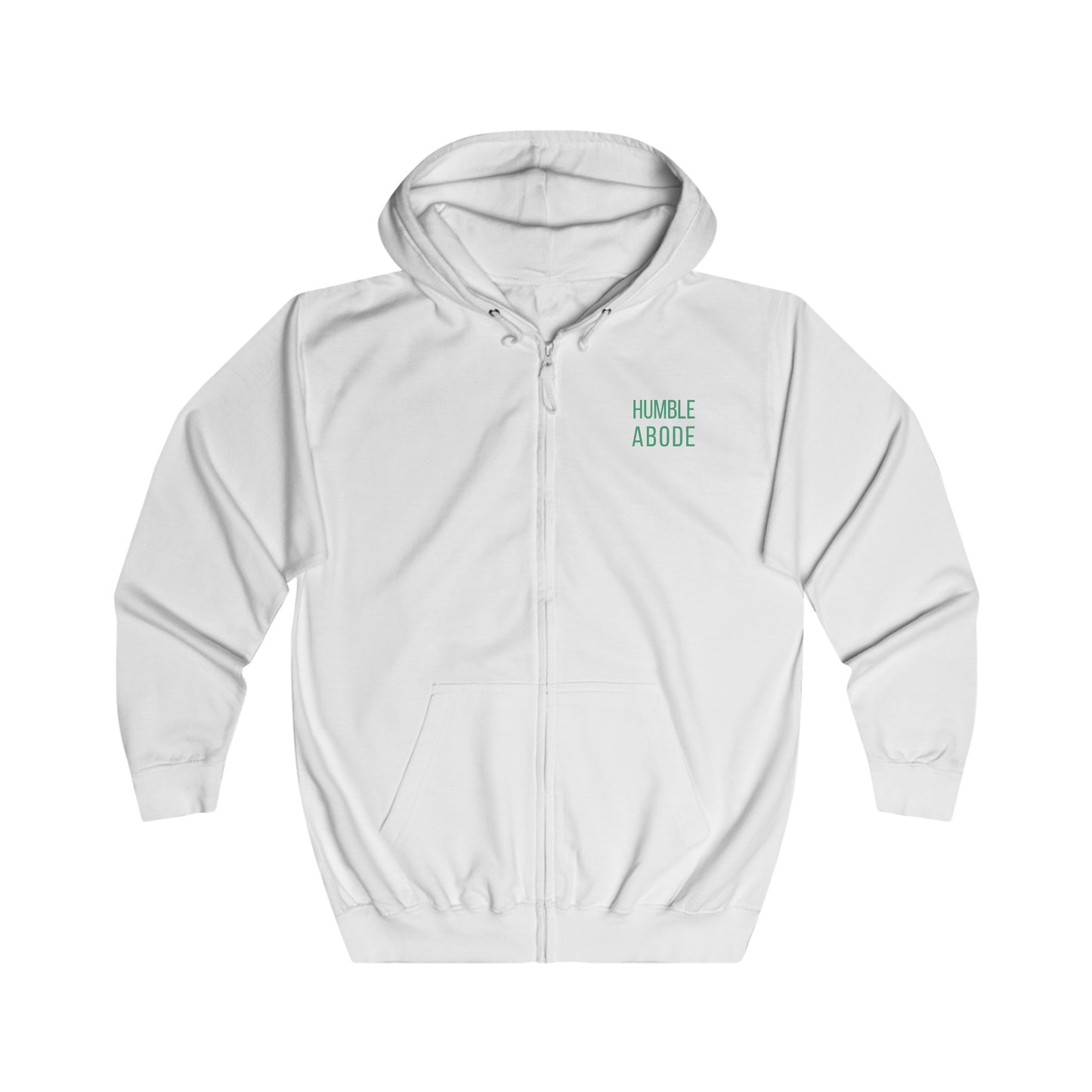 Zip-Up Unisex Hoodie - Light Colors w/ Bold HA Green Logo - Humble Abode
