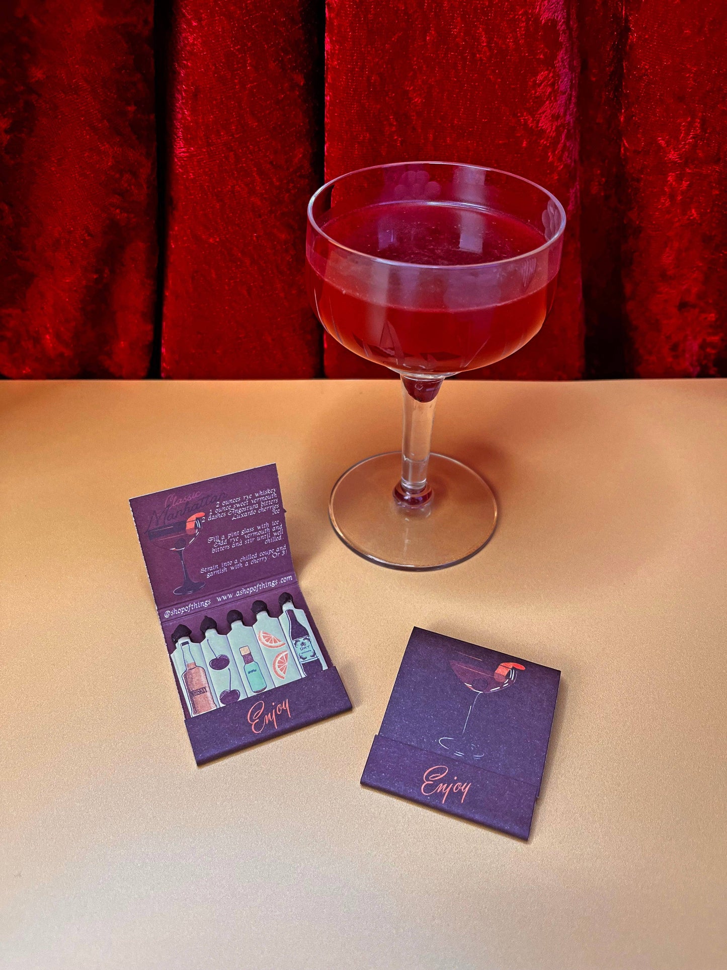 Manhattan Cocktail Matchbook - Humble Abode