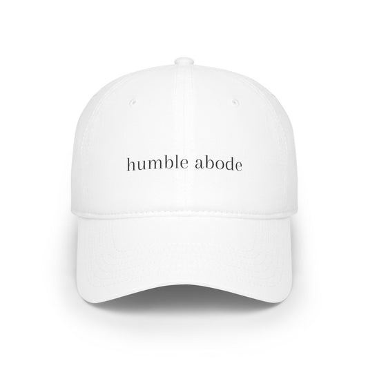 White Adjustable Baseball Cap w/ Black Understated Logo - Humble Abode