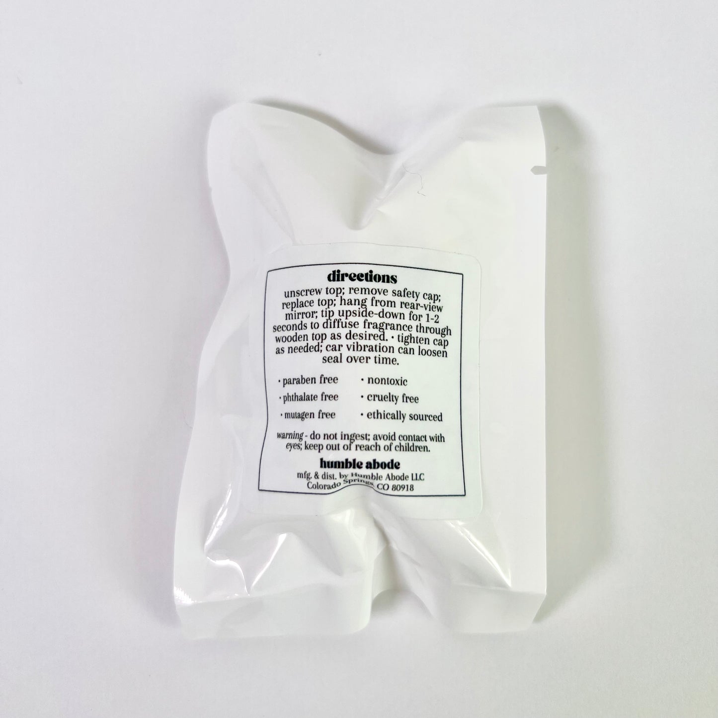 back of car diffuser packaging