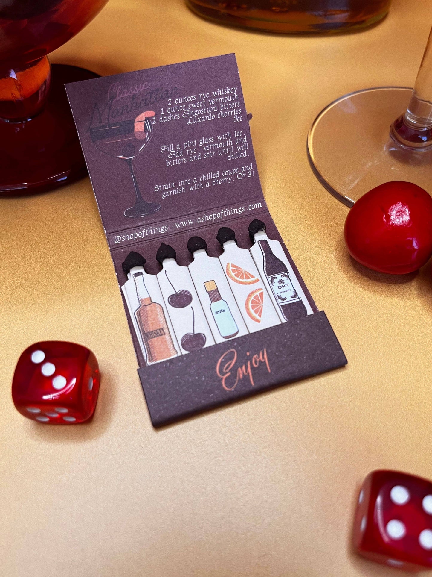 Manhattan Cocktail Matchbook - Humble Abode