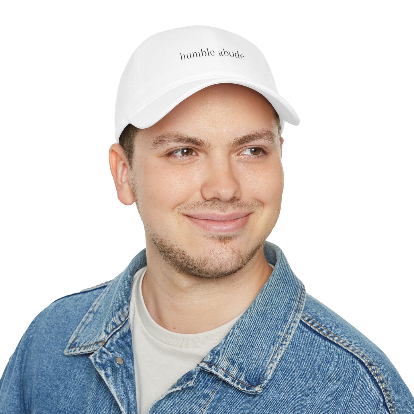 White Adjustable Baseball Cap w/ Black Understated Logo - Humble Abode