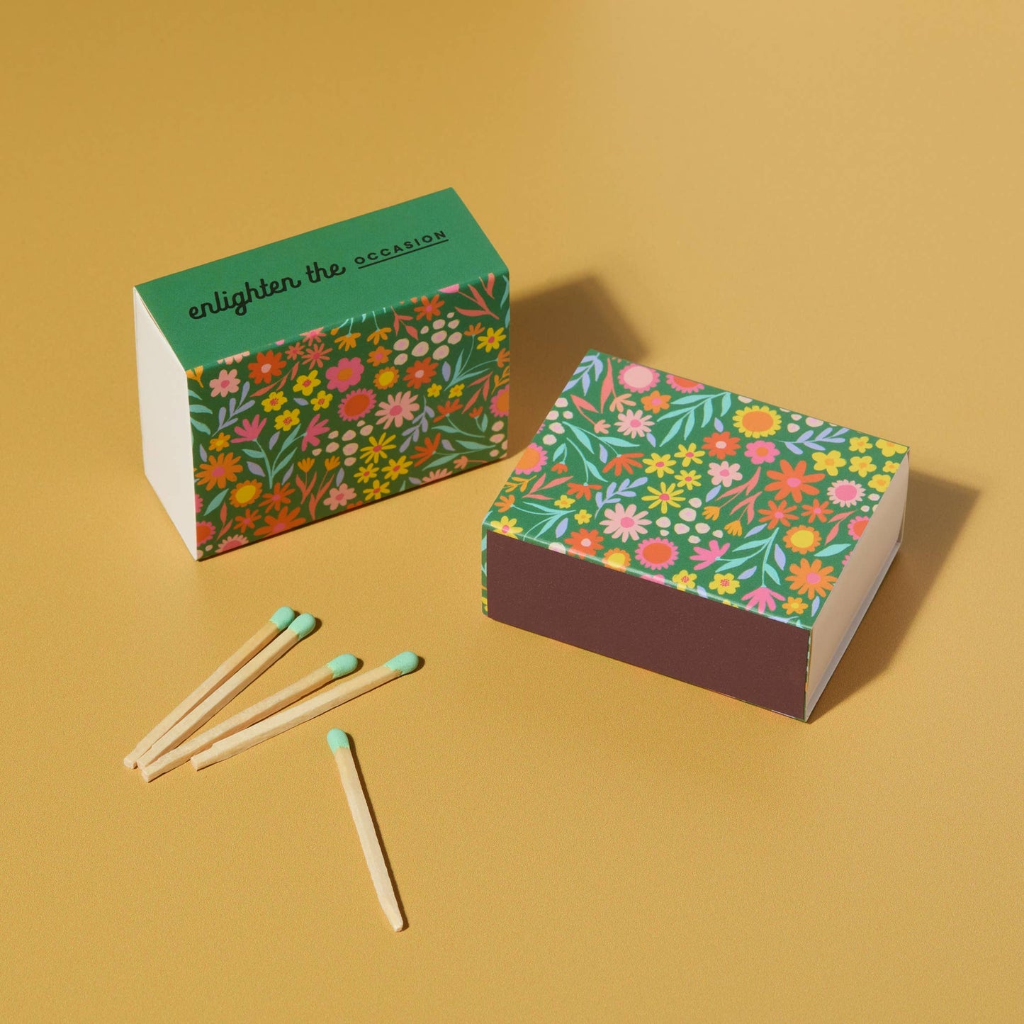 Floral Meadow Matchbox with Colorful Matchsticks - Humble Abode