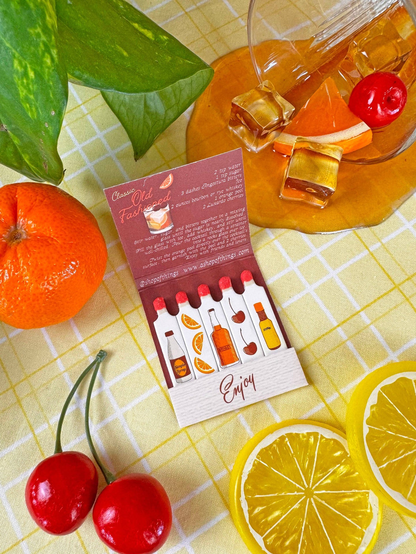 Old Fashioned Cocktail Matchbook - Humble Abode