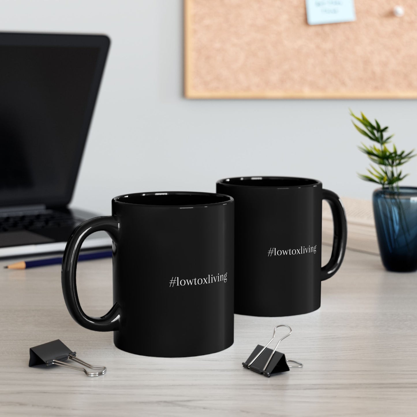 Low-Tox Living (#lowtoxliving) black Mug (11oz, 15oz)