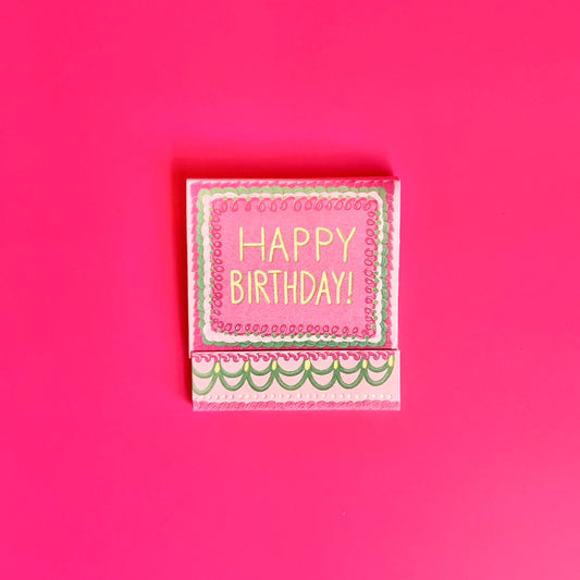 Front of happy birthday matchbook