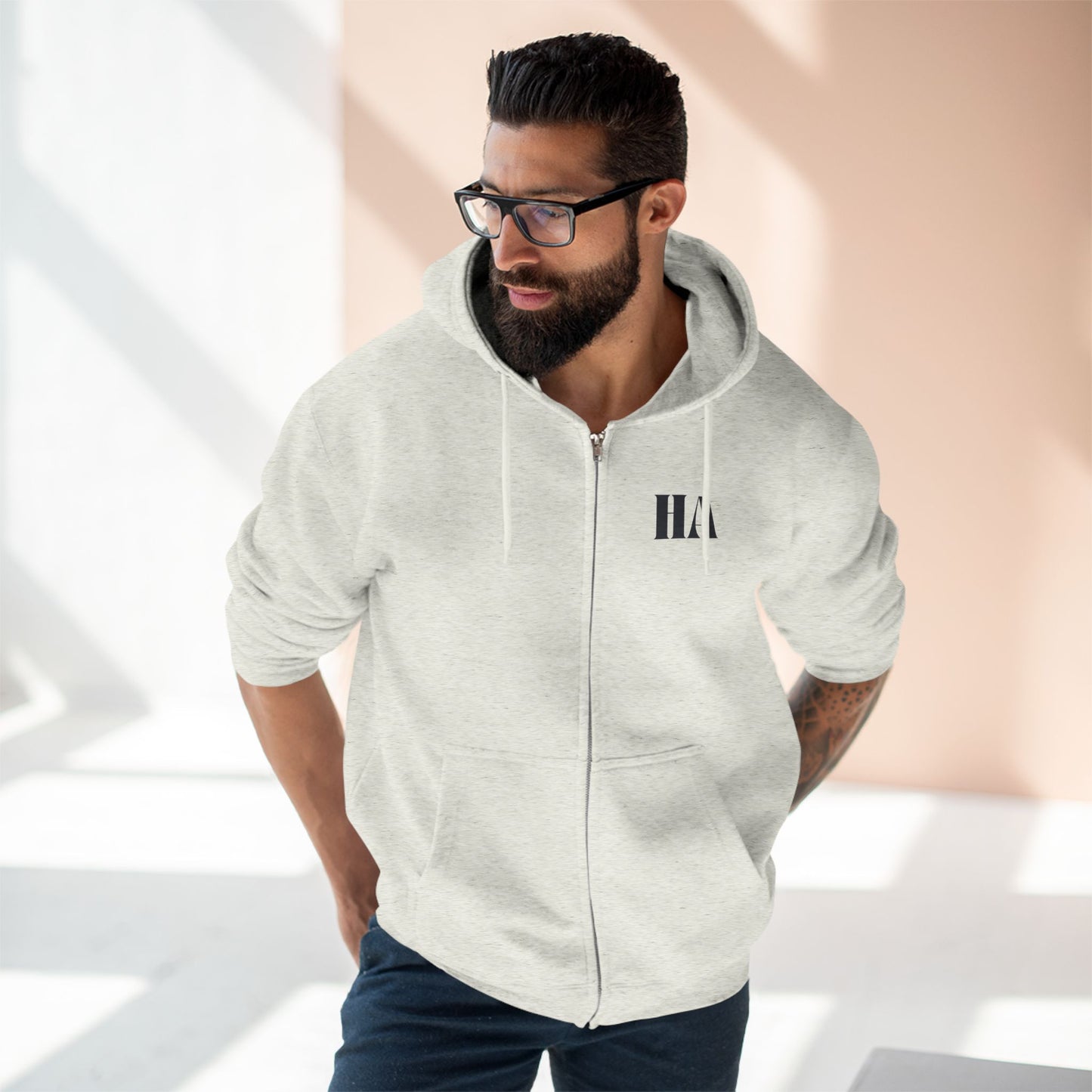 Zip-Up Hoodie with Black Humble Abode Logo