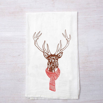 Deer Holidays Tea Towel