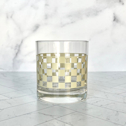 Checkered Rocks Glass in Cream - The Offbeat Co.