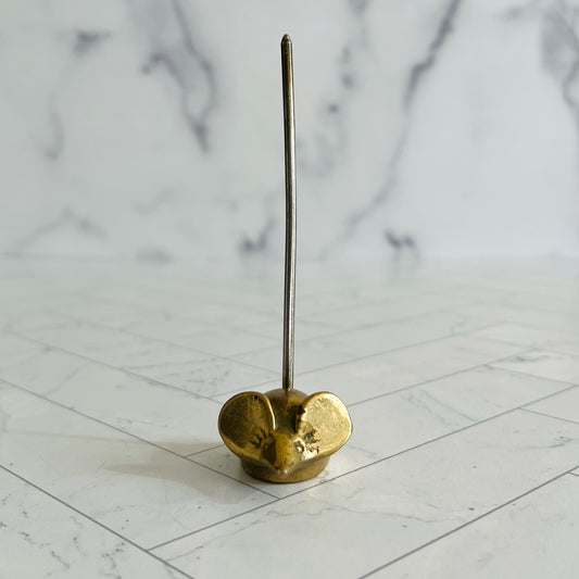 Vintage Brass Mouse Ticket Spike against a light background - The Offbeat Co.