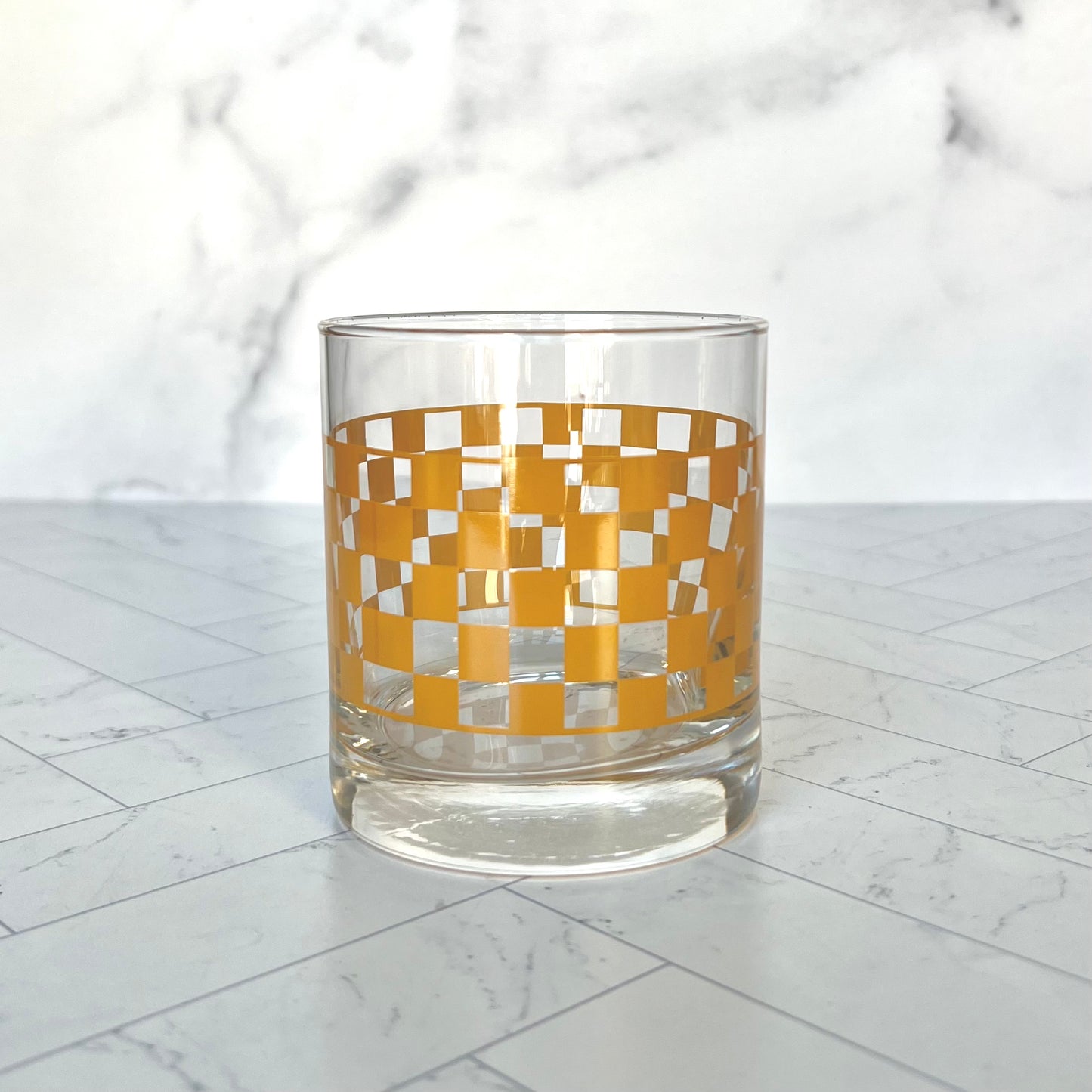 Checkered Rocks Glass in Orange - The Offbeat Co.