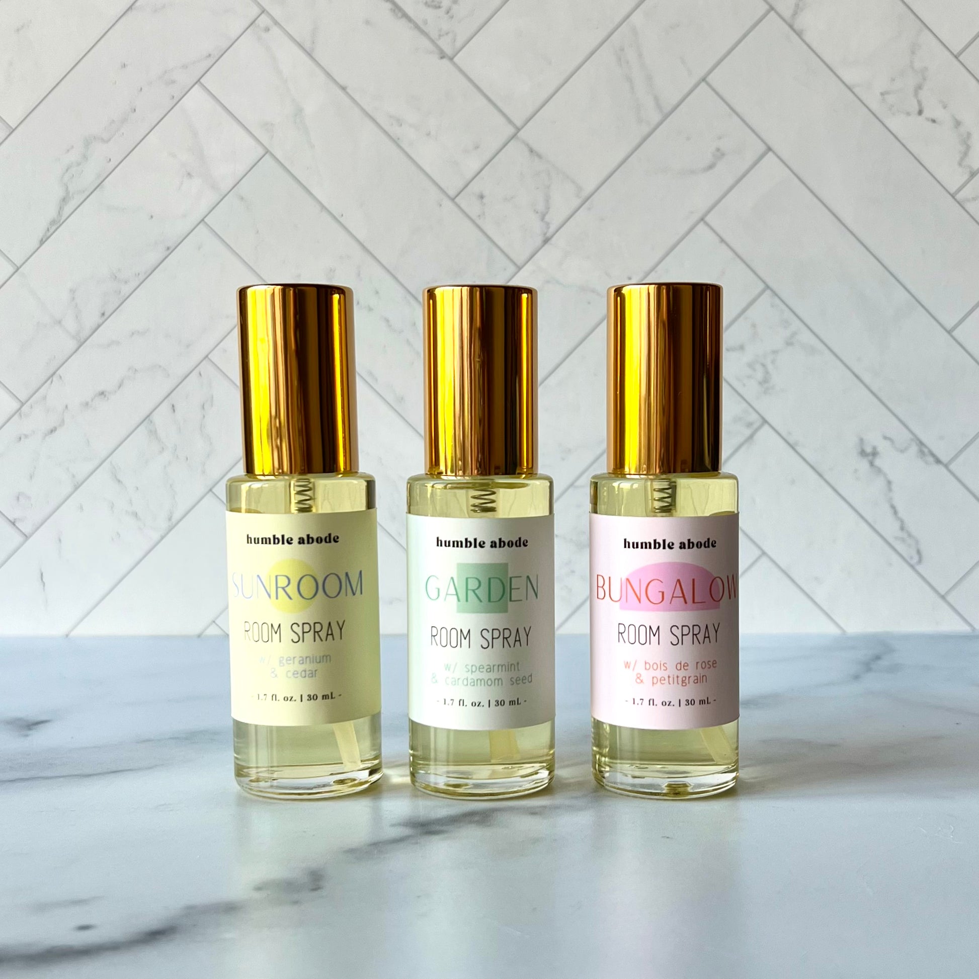 Our signature Room Spray Trio shown with gold caps