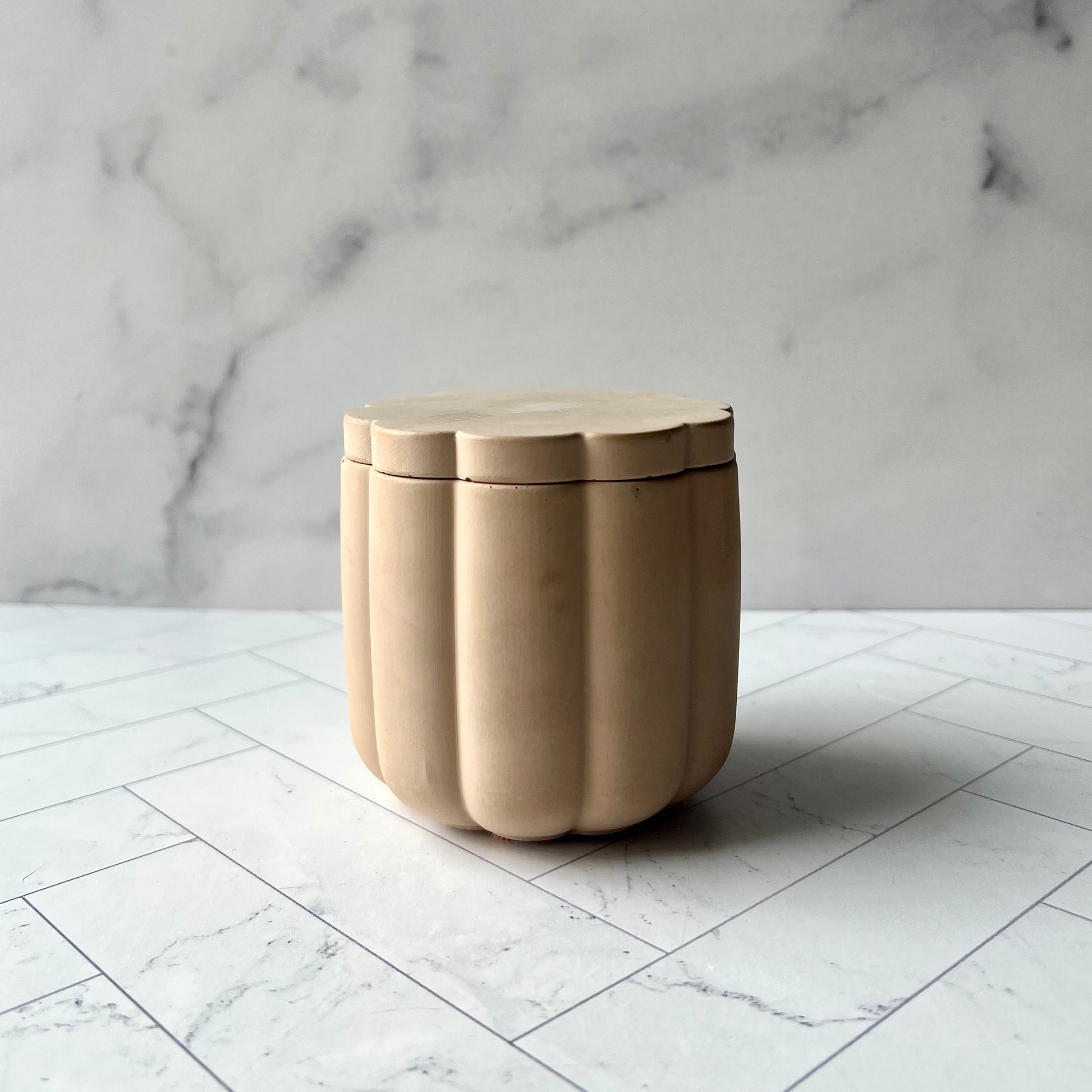 Scalloped Jar in Sand - The Offbeat Co.