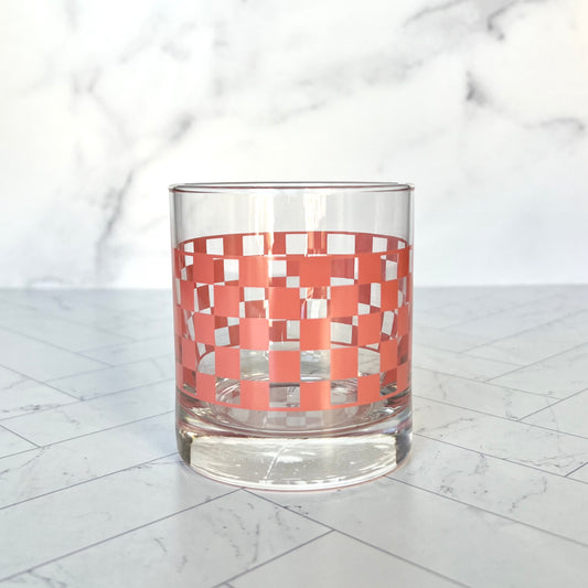 Checkered Rocks Glass in Pink - The Offbeat Co.