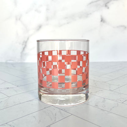 Checkered Rocks Glass in Pink - The Offbeat Co.