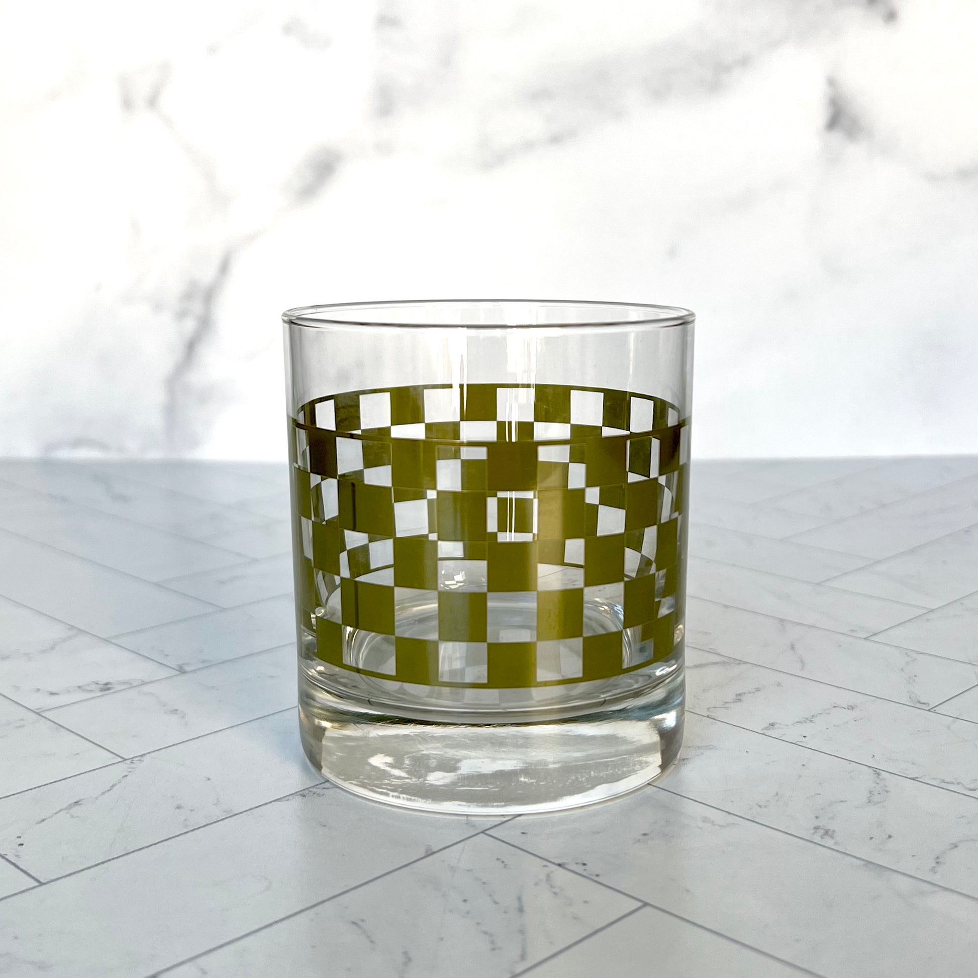 Checkered Rocks Glass in Green - The Offbeat Co.