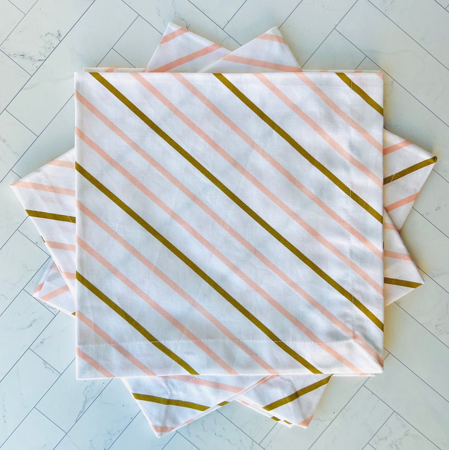 Candy Stripe Cloth Napkins stacked up at alternating angles