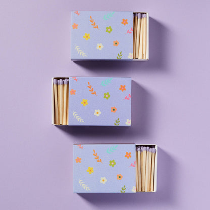 Lavender Blossom Matchbox with Colorful Matchsticks - Humble Abode