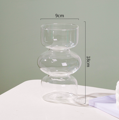 The Curvy Glass Vase shown with its dimensions
