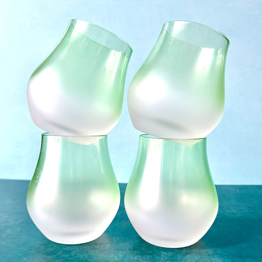 Stemless Wine Glass Set shown in green - The Offbeat Co.