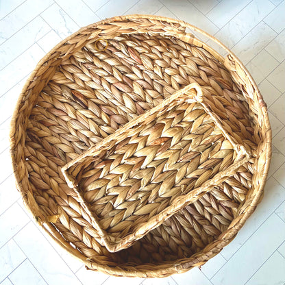 Water Hyacinth Round Tray - The Offbeat Co.